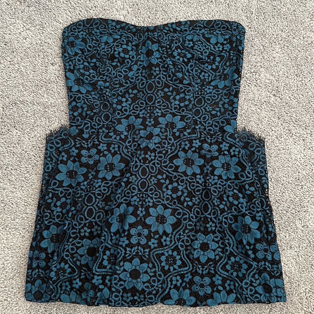 For Love & Lemons Sophia Bustier Dress in blue and black NWT - Picture 9 of 10